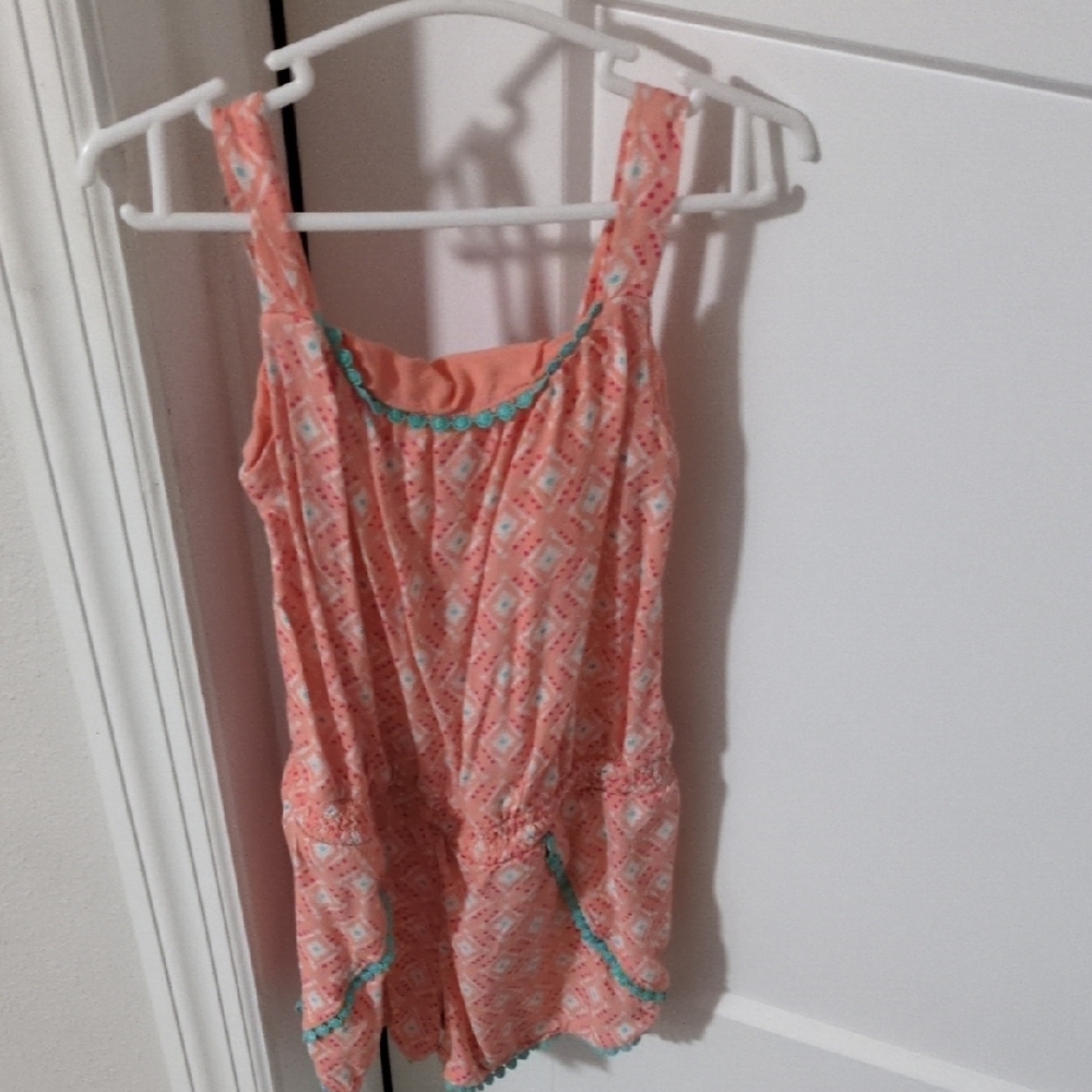 Cherokee Peach and Teal Sleeveless Top